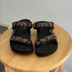Kids Teva Black Patterned Sandals
